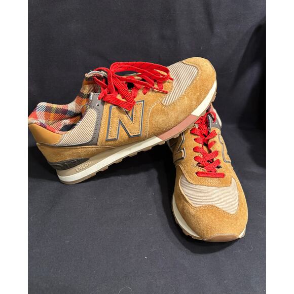 RARE! Men’s New Balance 574 Shoes Sneakers Workwear Jupiter Plaid, Size 10 - Picture 1 of 7